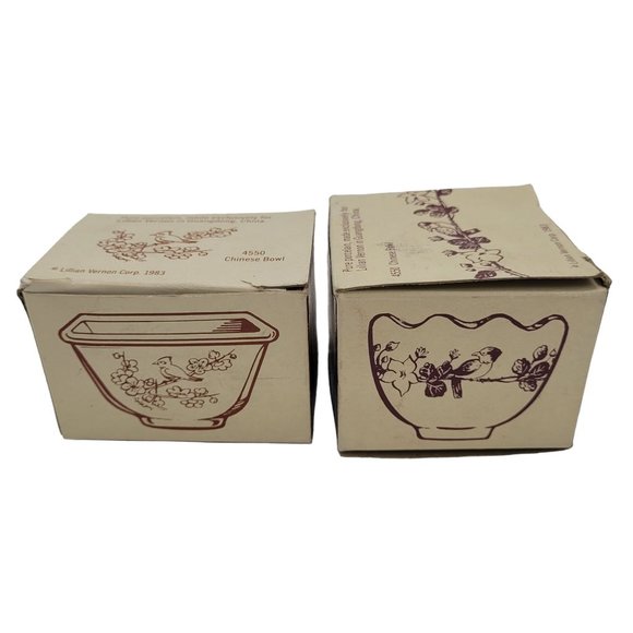 Vintage Lillian Vernon Small Bird and Flower Trinket Dish Bowls Original Box - Picture 13 of 13